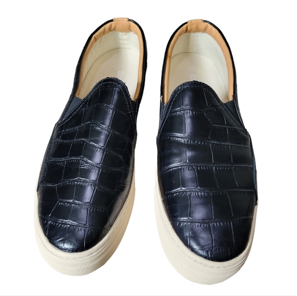 Soludos Croc Bondi Embossed Slip-on Sneakers in Black - Picture 1 of 8